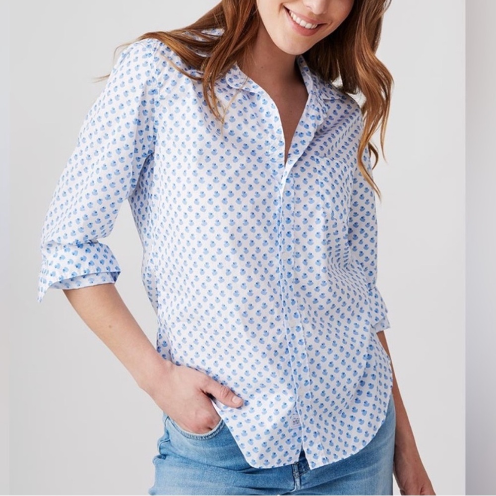 FRANK & EILEEN Barry Button Down Shirt Duck Print Size XS NWOT